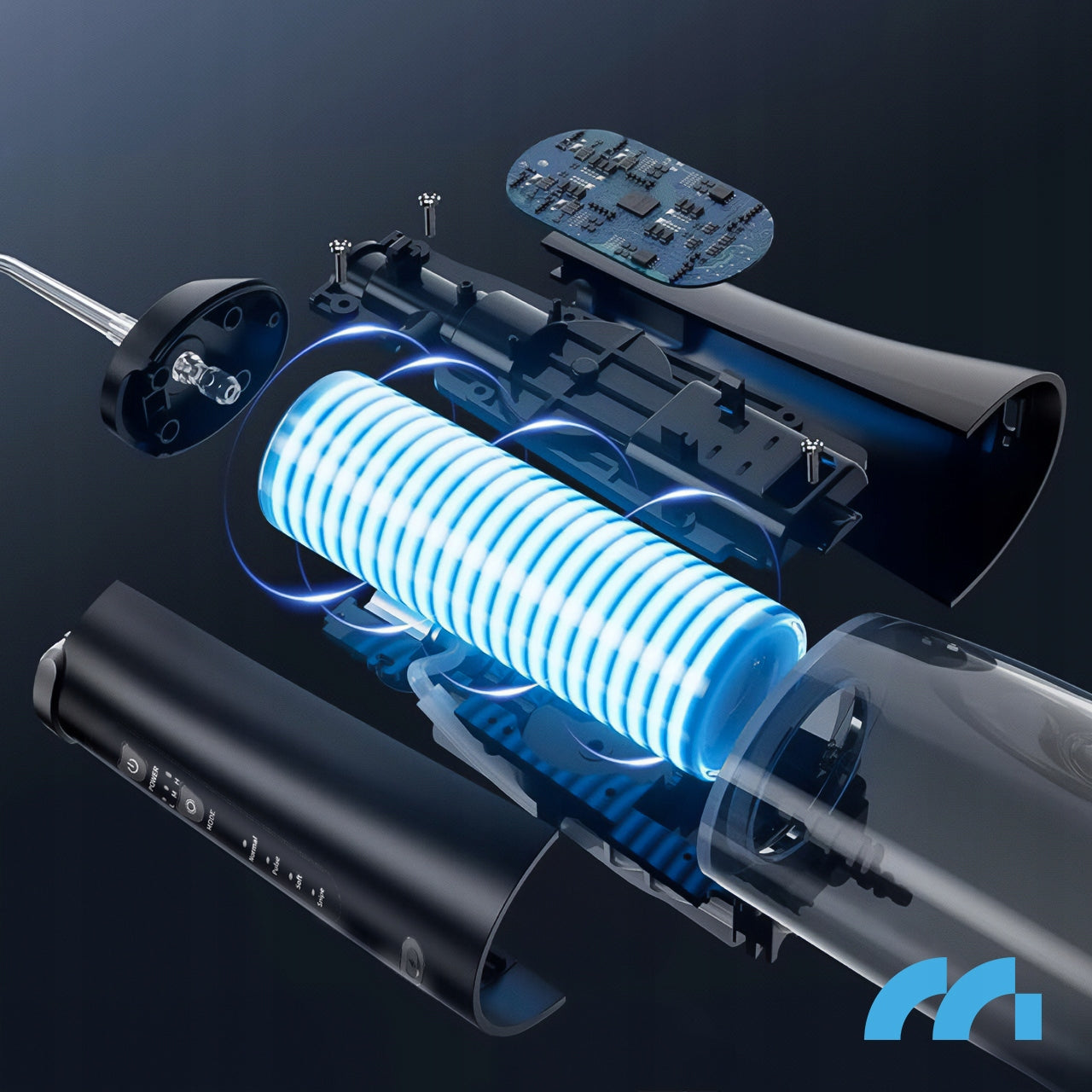 Belaidis dantų irigatorius, profesionalus, 6 antgaliai, 4 režimai, galingas 150 PSI