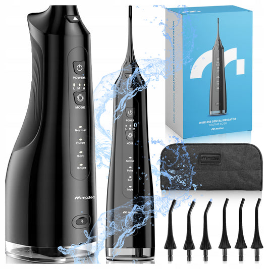 Belaidis dantų irigatorius, profesionalus, 6 antgaliai, 4 režimai, galingas 150 PSI