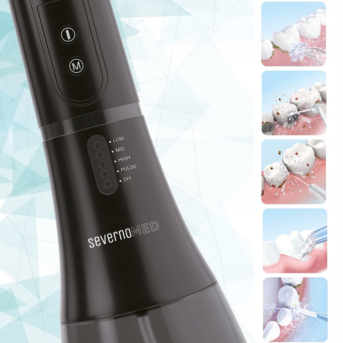 Belaidis nešiojamasis irigatorius, dantų priežiūros priemonė, 5 režimai + dėklas