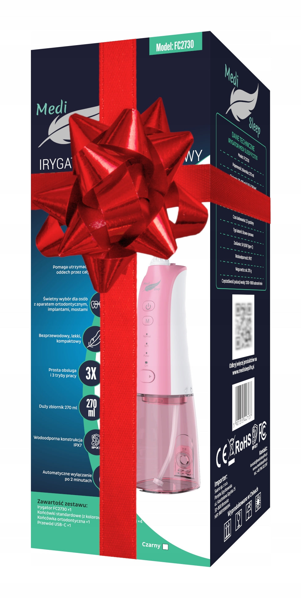 ROŽINIS BELAIDIS PULSACINIS DANTŲ IRIGATORIUS STOMATOLOGINIS 4 REŽIMAI 5