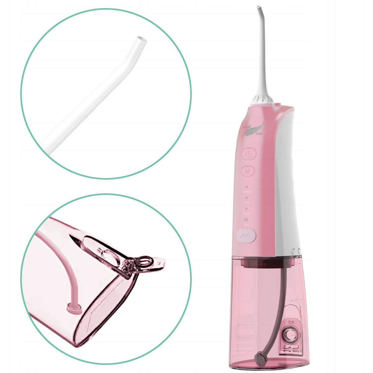 ROŽINIS BELAIDIS PULSACINIS DANTŲ IRIGATORIUS STOMATOLOGINIS 4 REŽIMAI 5