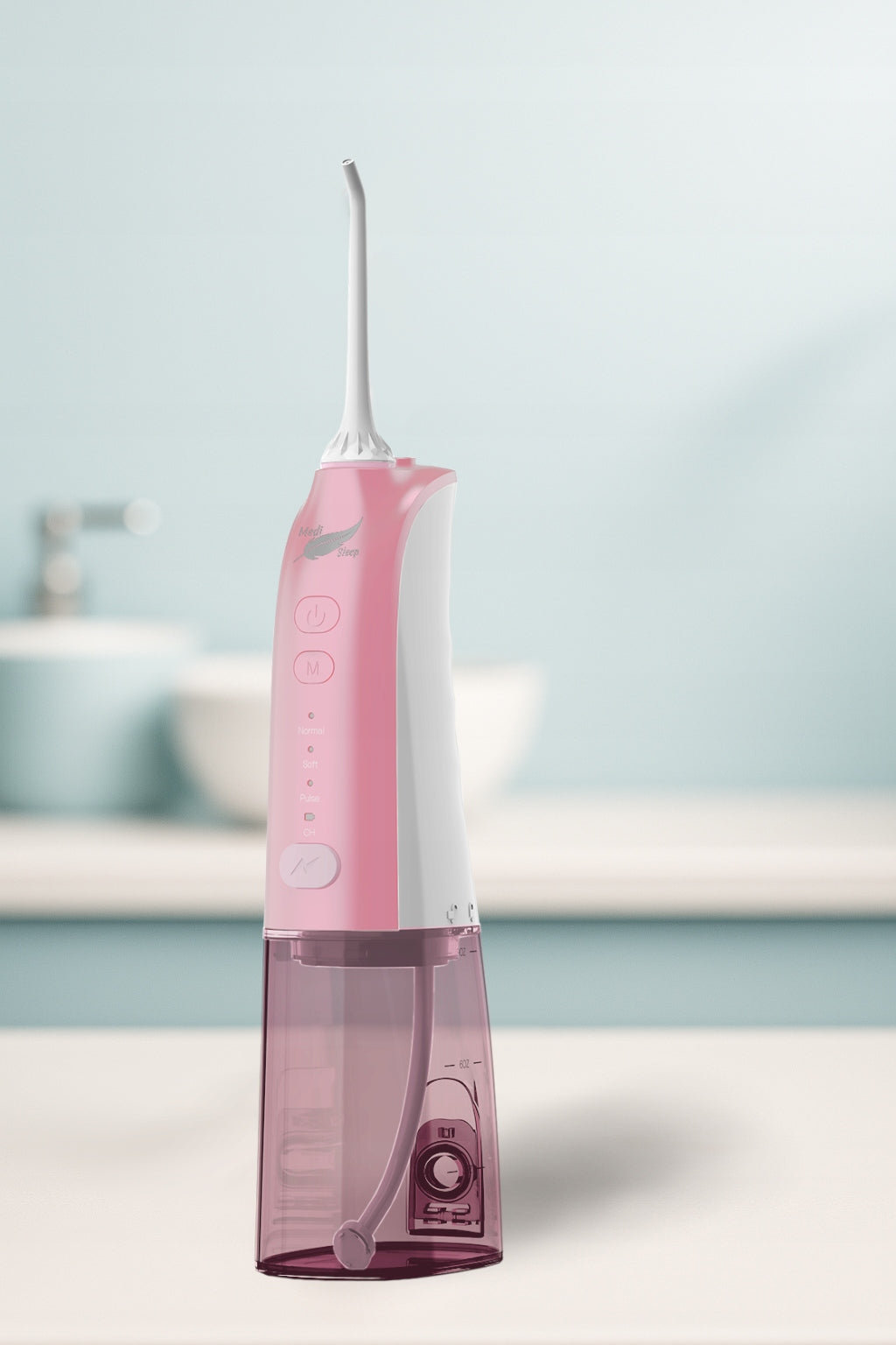 ROŽINIS BELAIDIS PULSACINIS DANTŲ IRIGATORIUS STOMATOLOGINIS 4 REŽIMAI 5