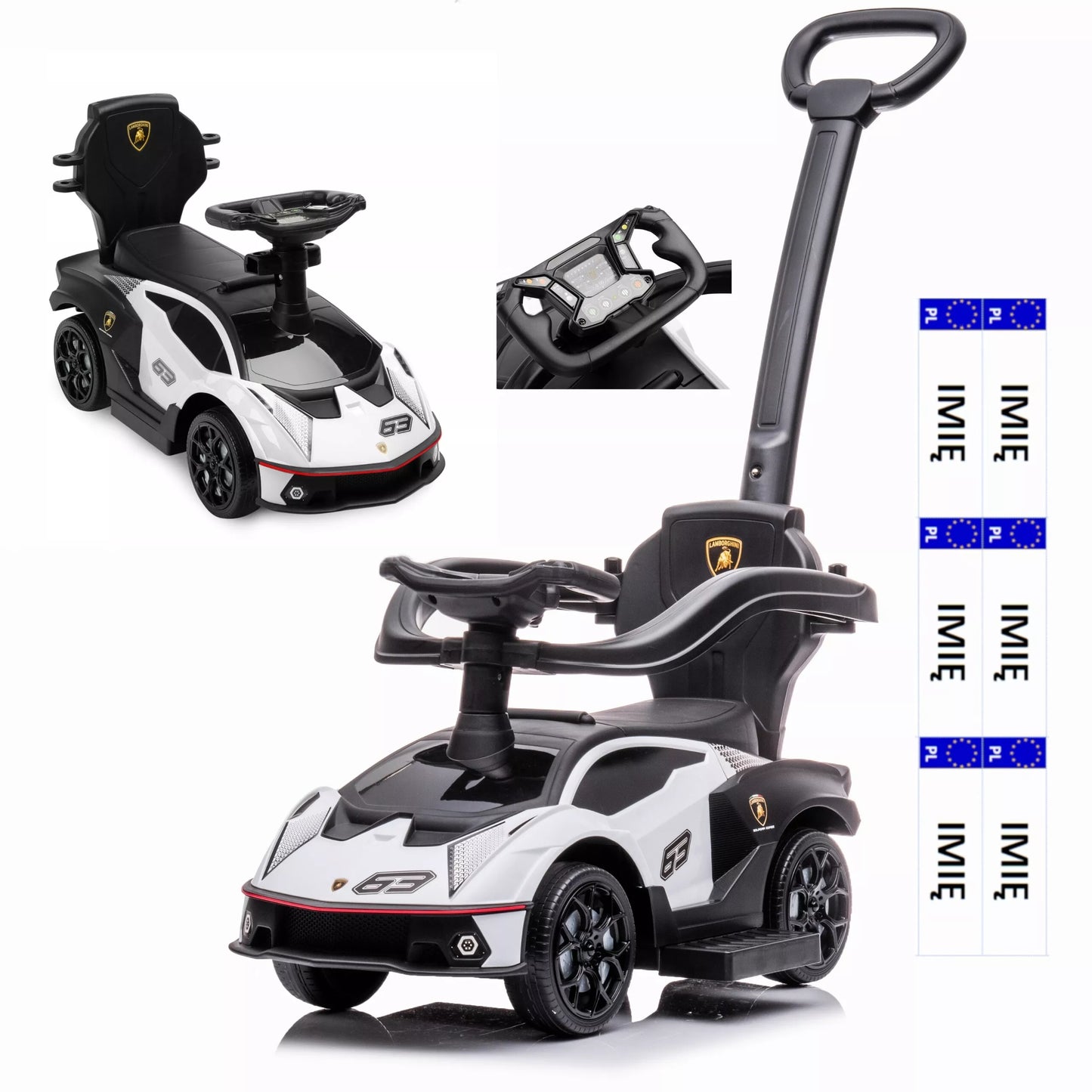 3IN1 PASPIRIAMA MAŠINYTE STUMDUKAS AUTOMOBILIUKAS LAMBORGHINI DOVANA METINUKUI VAIKAMS