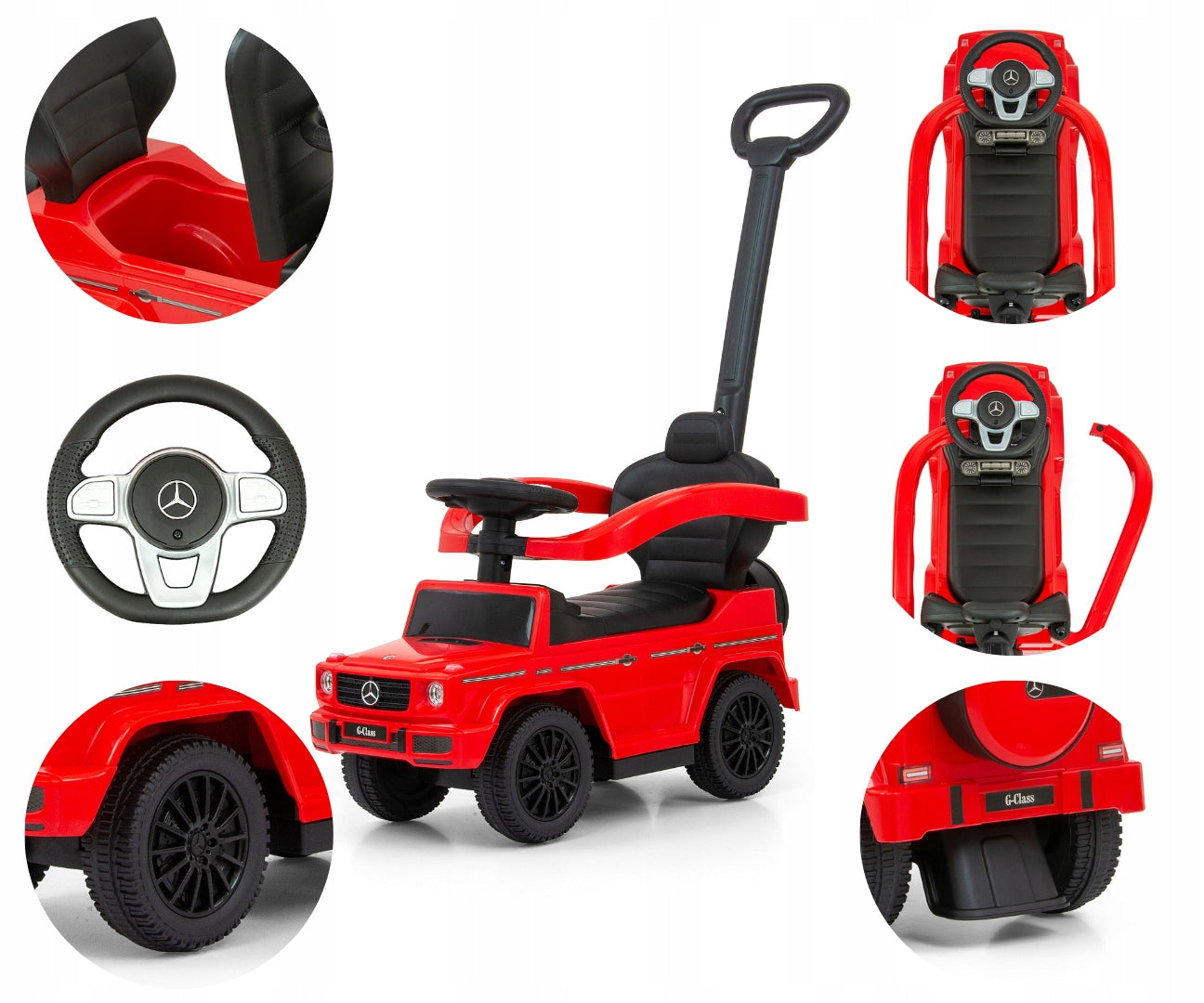 Vaikiškas automobilis MERCEDES stumdukas, vaikštynė su guminiais ratais, automobilis dovanai