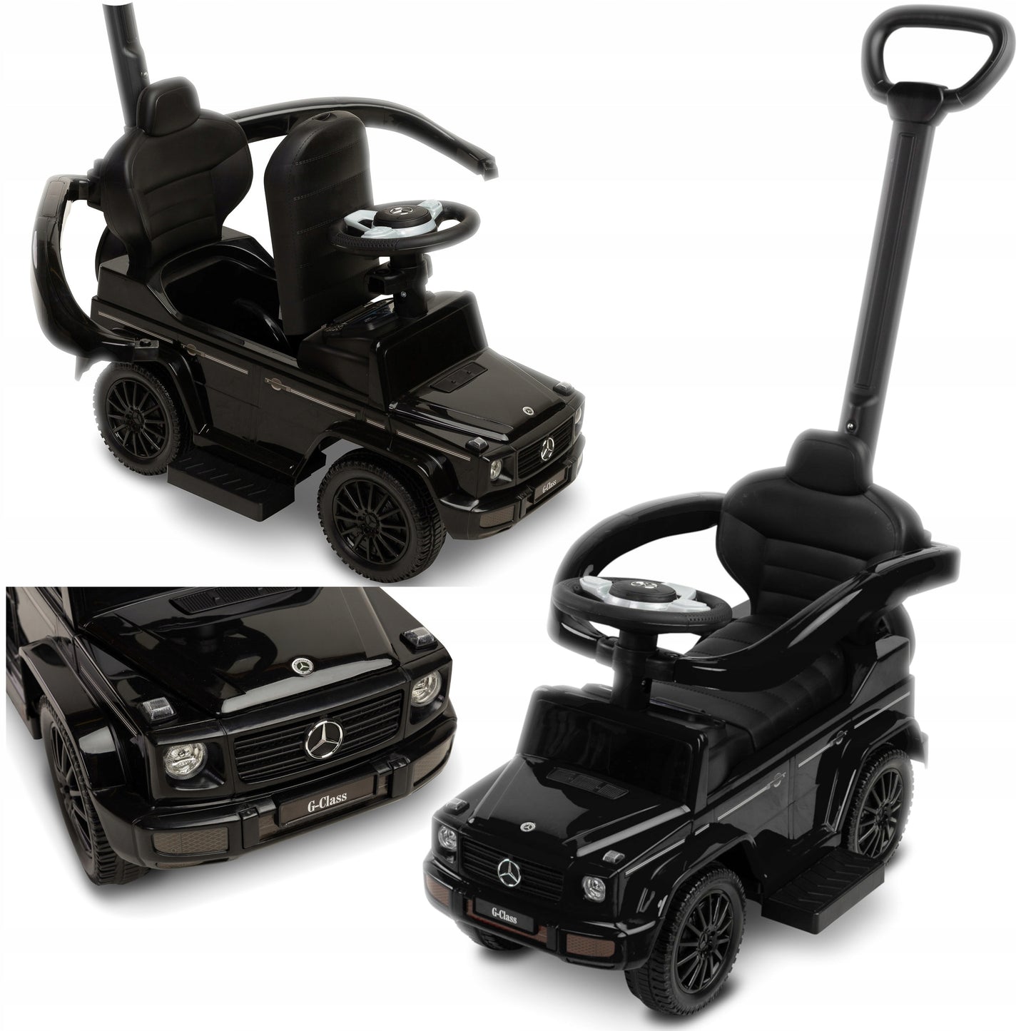 Važiuojamasis automobilis MERCEDES, stumdukas, vaikštynė, žaislinis automobilis, guminiai ratai, metinukams