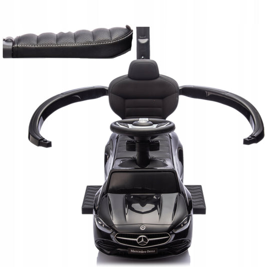 Važiuoklis MERCEDES Stumiamukas Vaikštynė Automobilis Odinis Sėdynė Dovana Metinukui