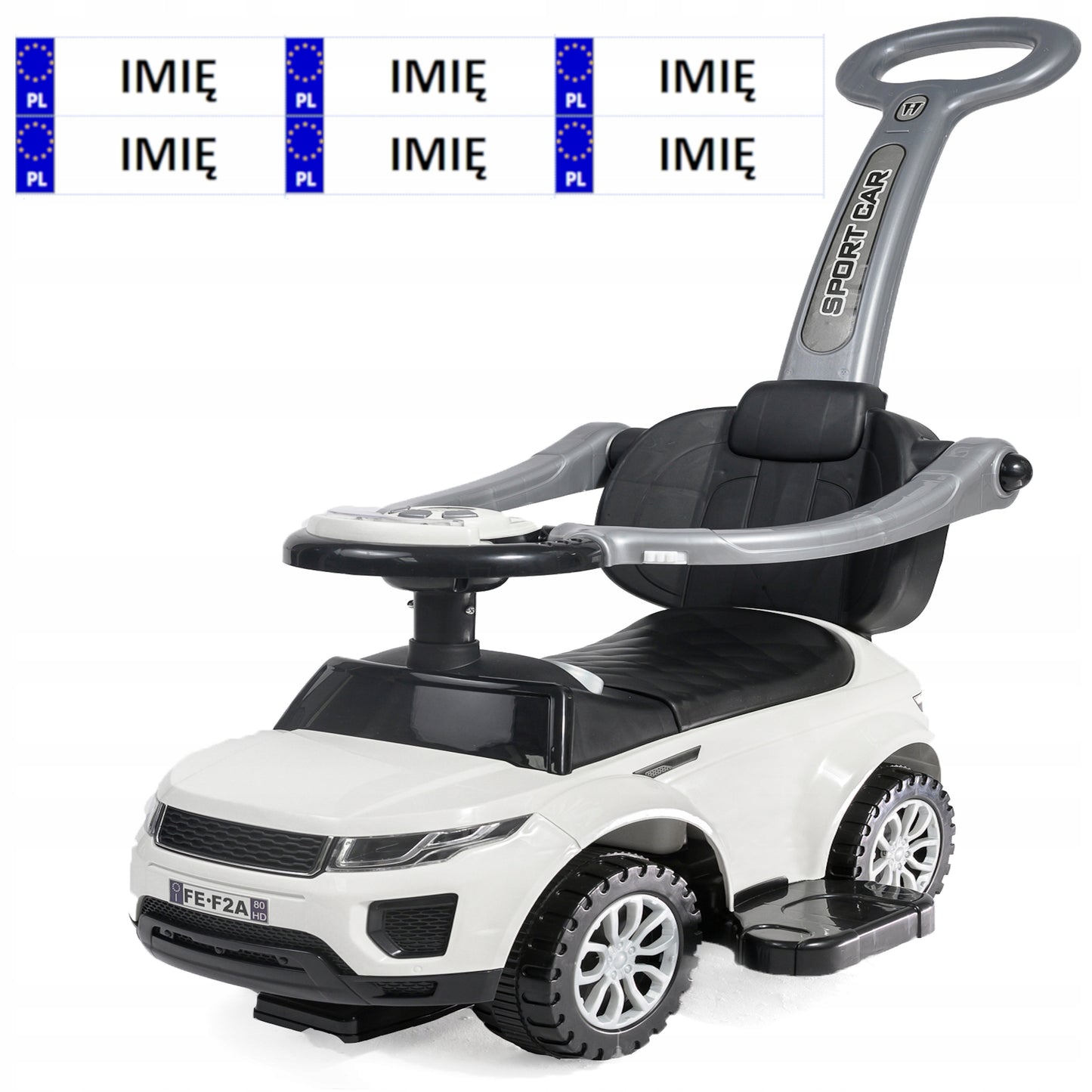 Vaikiškas paspiriamasis automobilis 3in1 su minkšta sėdyne