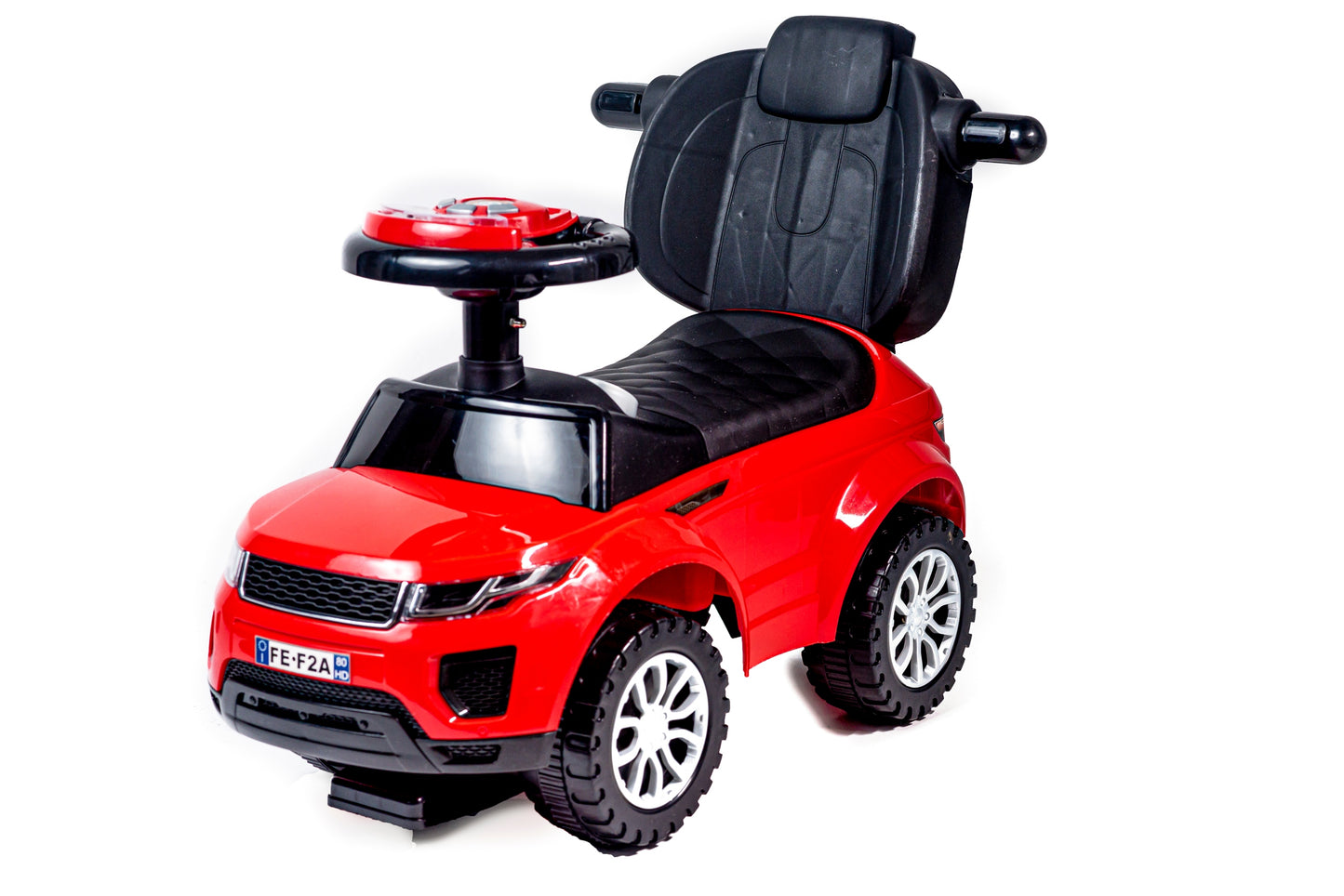 Važinėjimo, stumiamas, vaikštynės tipo automobilis 3in1, didelis, su minkšta odine sėdyne