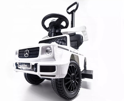 Vaikiškas automobilis stumiamas, automobiliukas MERCEDES su guminiais ratais, odine sėdyne, kaip vaikštynė - puiki dovana
