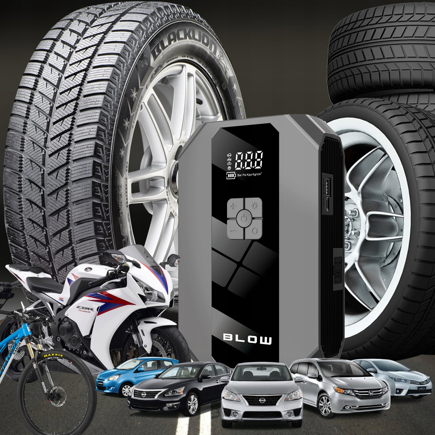 JUNGIMO STUMTUVAS KOMPRESORIUS SIURBLYS STARTERIS POWERBANK 600A GALINGAS 16000mAh