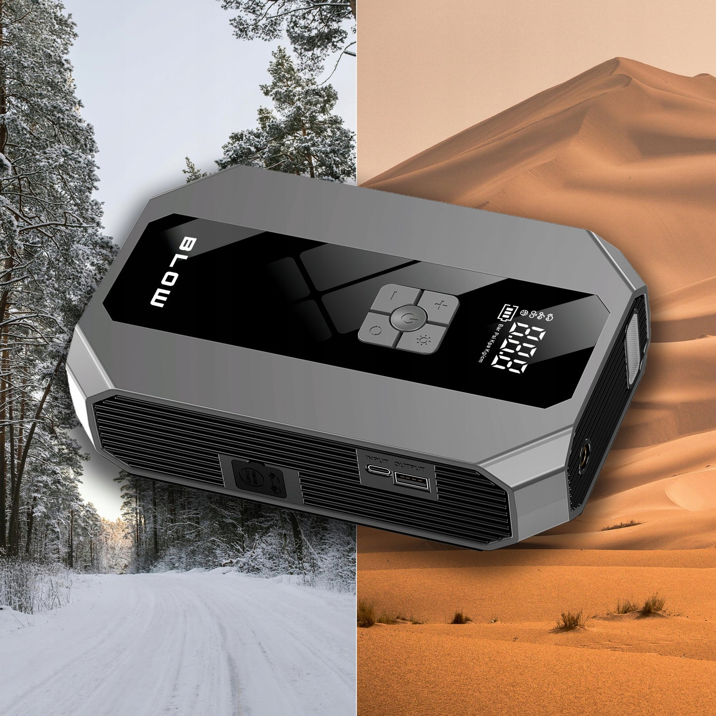 JUNGIMO STUMTUVAS KOMPRESORIUS SIURBLYS STARTERIS POWERBANK 600A GALINGAS 16000mAh