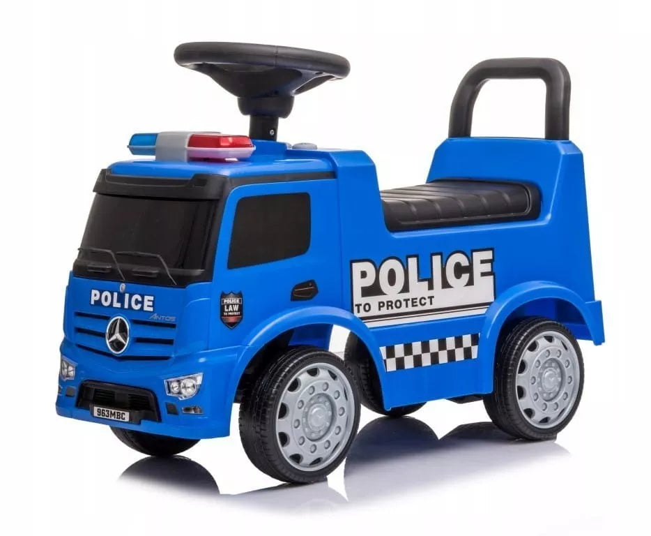 Vaikiškas policijos automobilis stumdukas vaikštynė Mercedes Antos berniukui