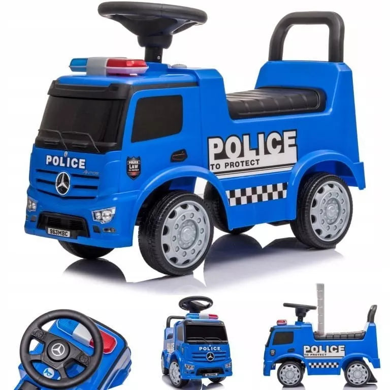 Vaikiškas policijos automobilis stumdukas vaikštynė Mercedes Antos berniukui
