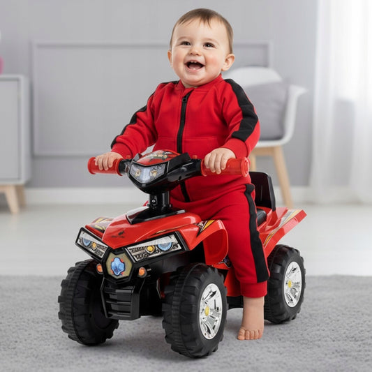 Vaikiškas stumdukas keturratis su atlošu, daiktadėže ir garsu 1-mečiui