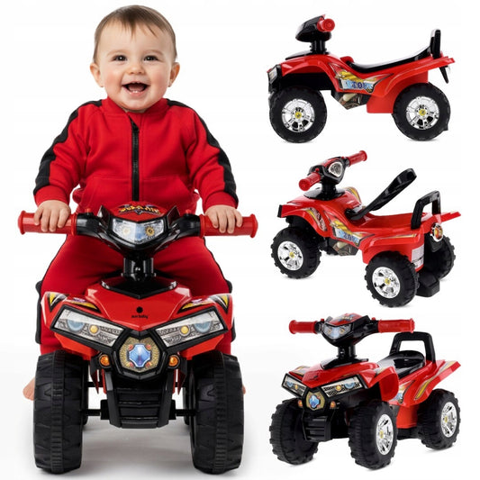 Vaikiškas stumdukas keturratis su atlošu, daiktadėže ir garsu 1-mečiui