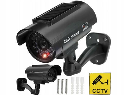 Imitacinė CCTV kamera su saulės energija, stebėjimo kamera, mirksinti LED lemputė, skirta montuoti ant sienos