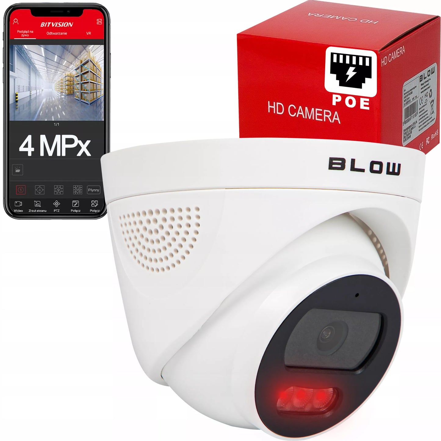 Vidinė IP kamera PoE 4MPx 4MP Aptikimas 20m IR 2.8mm Kupolinė ONVIF