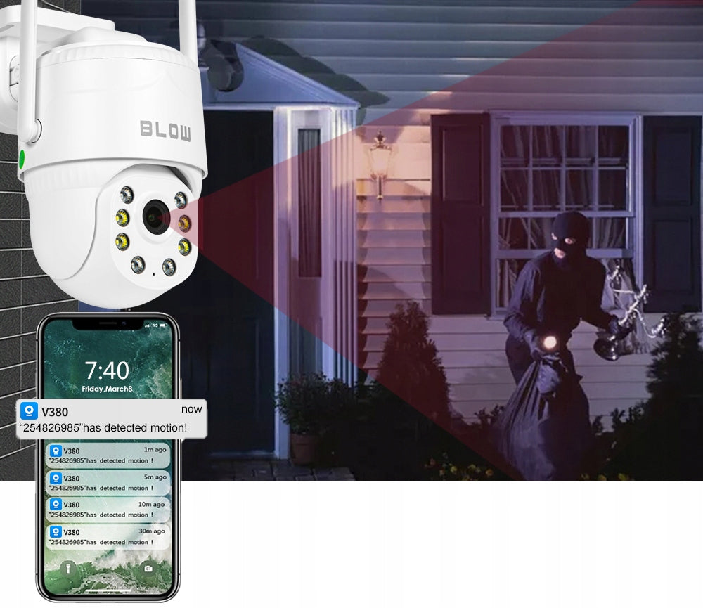 LAUKO WIFI IP KAMERA, 5MP, PTZ, SMART ZOOM, JUDĖSIO DETEKCIJA, V380PRO