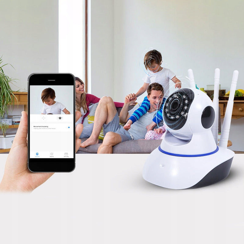 Išmanioji 360° besisukanti kūdikių monitoriaus kamera, valdoma telefonu