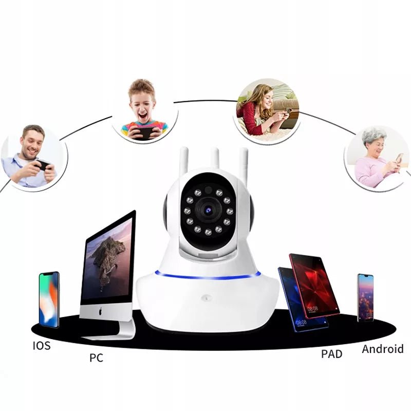 Išmanioji 360° besisukanti kūdikių monitoriaus kamera, valdoma telefonu
