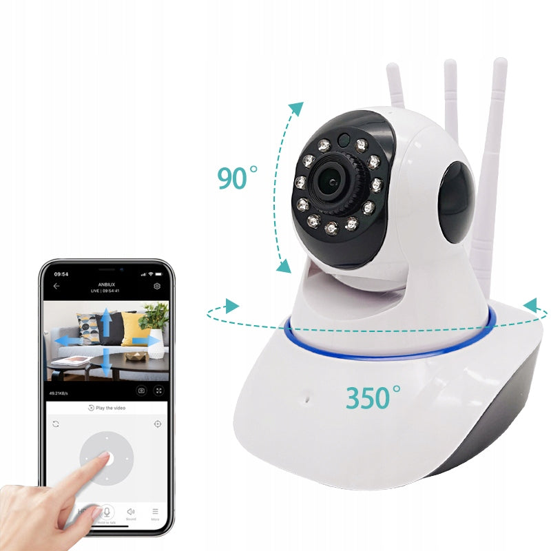 Išmanioji 360° besisukanti kūdikių monitoriaus kamera, valdoma telefonu