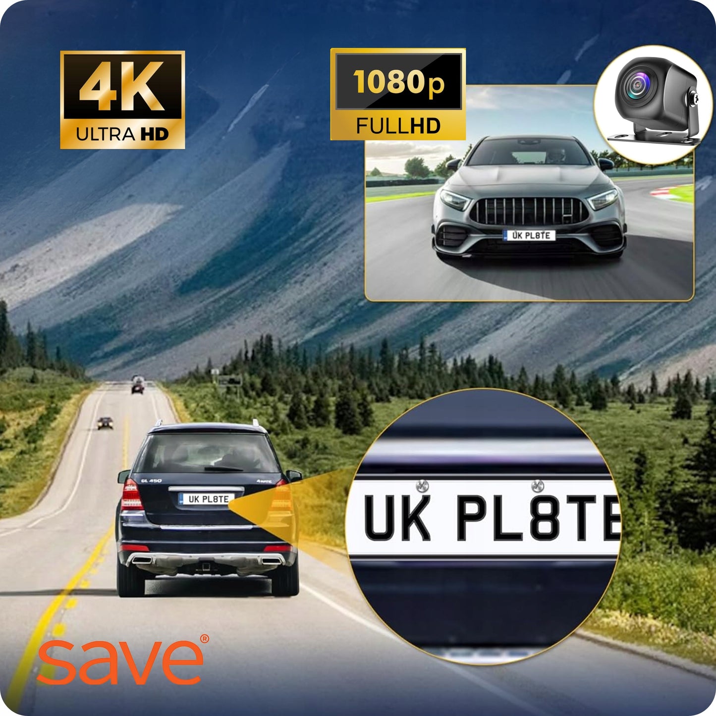 Automobilinė vaizdo kamera, atbulinės eigos kamera, vaizdo įrašymo įrenginys 4K PL