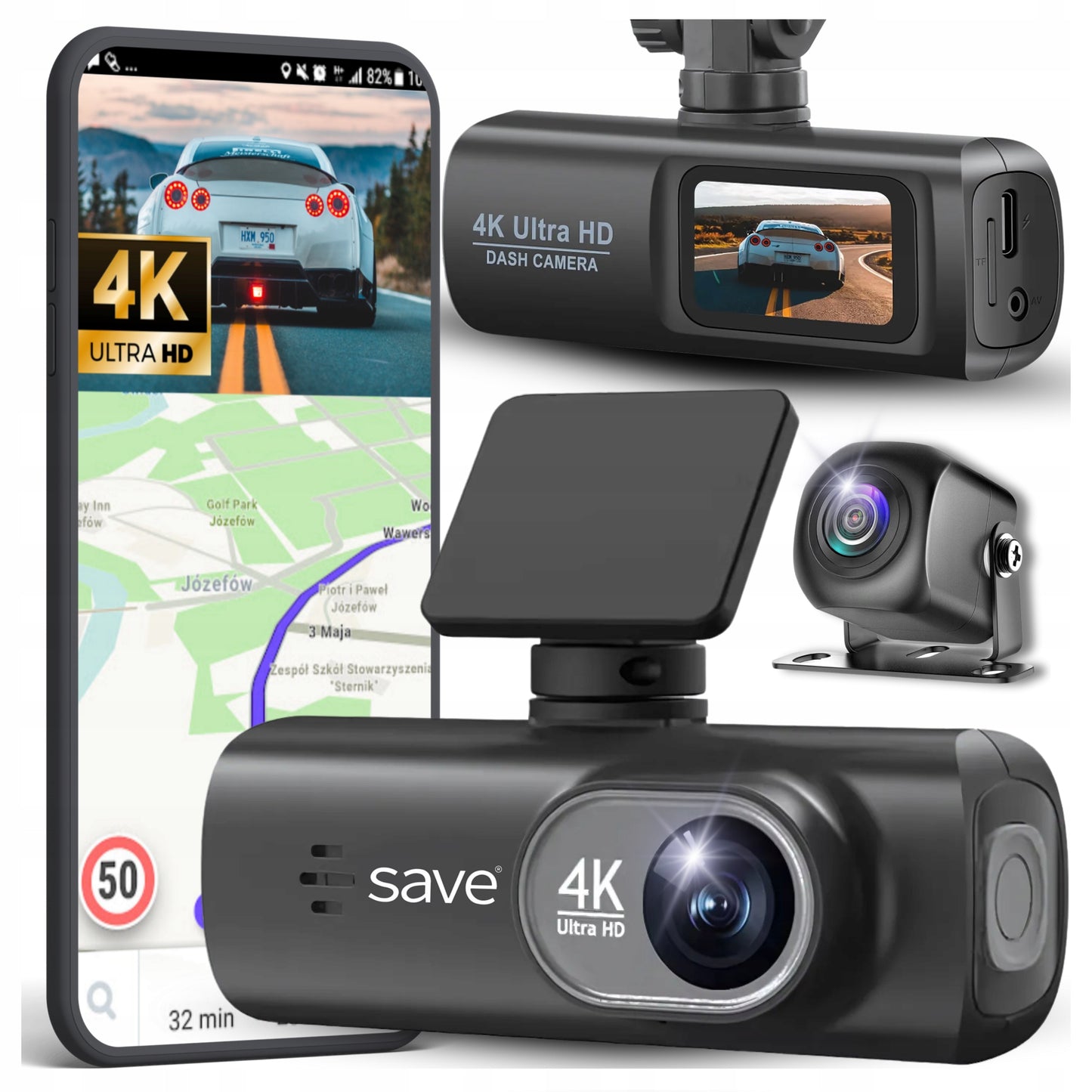 Automobilinė vaizdo kamera, atbulinės eigos kamera, vaizdo įrašymo įrenginys 4K PL