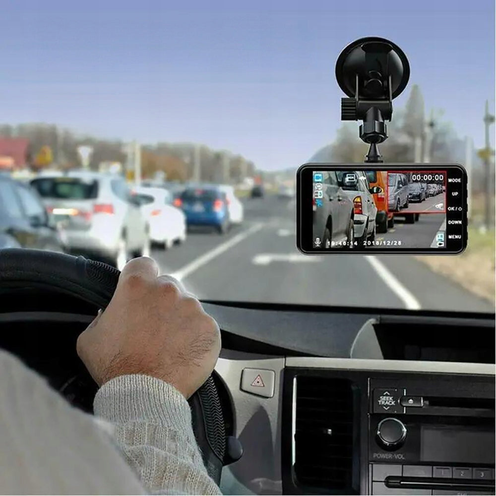 Automobilinis vaizdo registratorius, kamera su lietimui jautriu 4" ekranu, PL meniu, 1296p