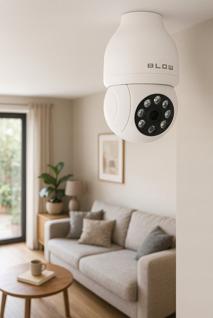 Wi-Fi vidinė sukama kamera-lemputė E27 sriegiu, 3MP IP, TUYA stebėjimas