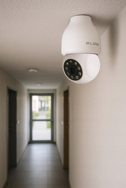 Wi-Fi vidinė sukama kamera-lemputė E27 sriegiu, 3MP IP, TUYA stebėjimas