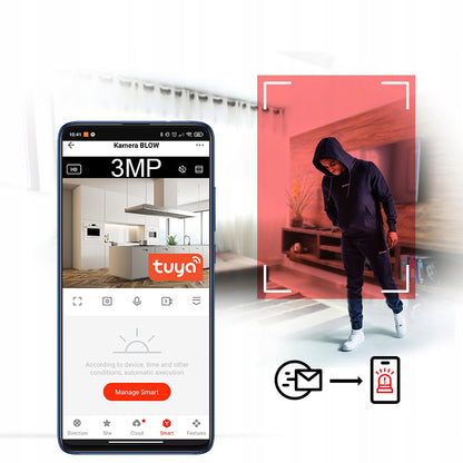 Wi-Fi vidinė sukama kamera-lemputė E27 sriegiu, 3MP IP, TUYA stebėjimas