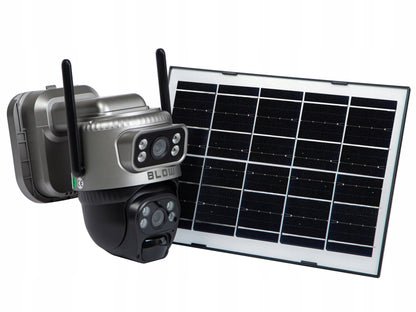 Saulės energija maitinama lauko WiFi IP kamera, 4MP, 2 objektyvai, belaidė, išmanioji, IP66