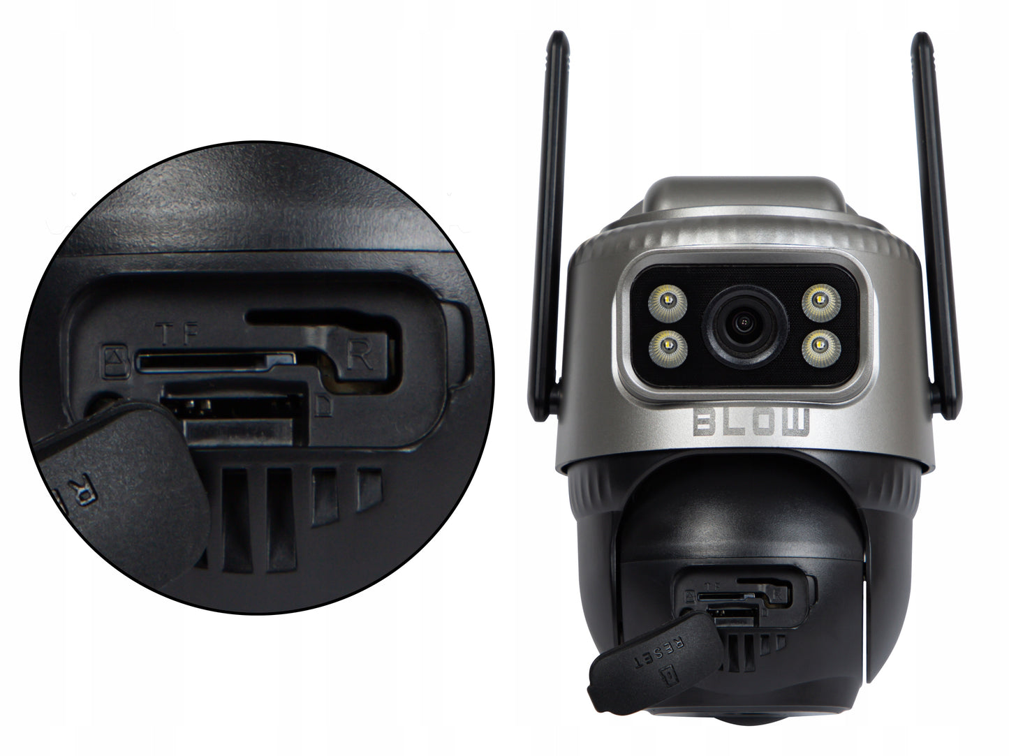 Saulės energija maitinama lauko WiFi IP kamera, 4MP, 2 objektyvai, belaidė, išmanioji, IP66