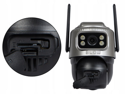 Saulės energija maitinama lauko WiFi IP kamera, 4MP, 2 objektyvai, belaidė, išmanioji, IP66