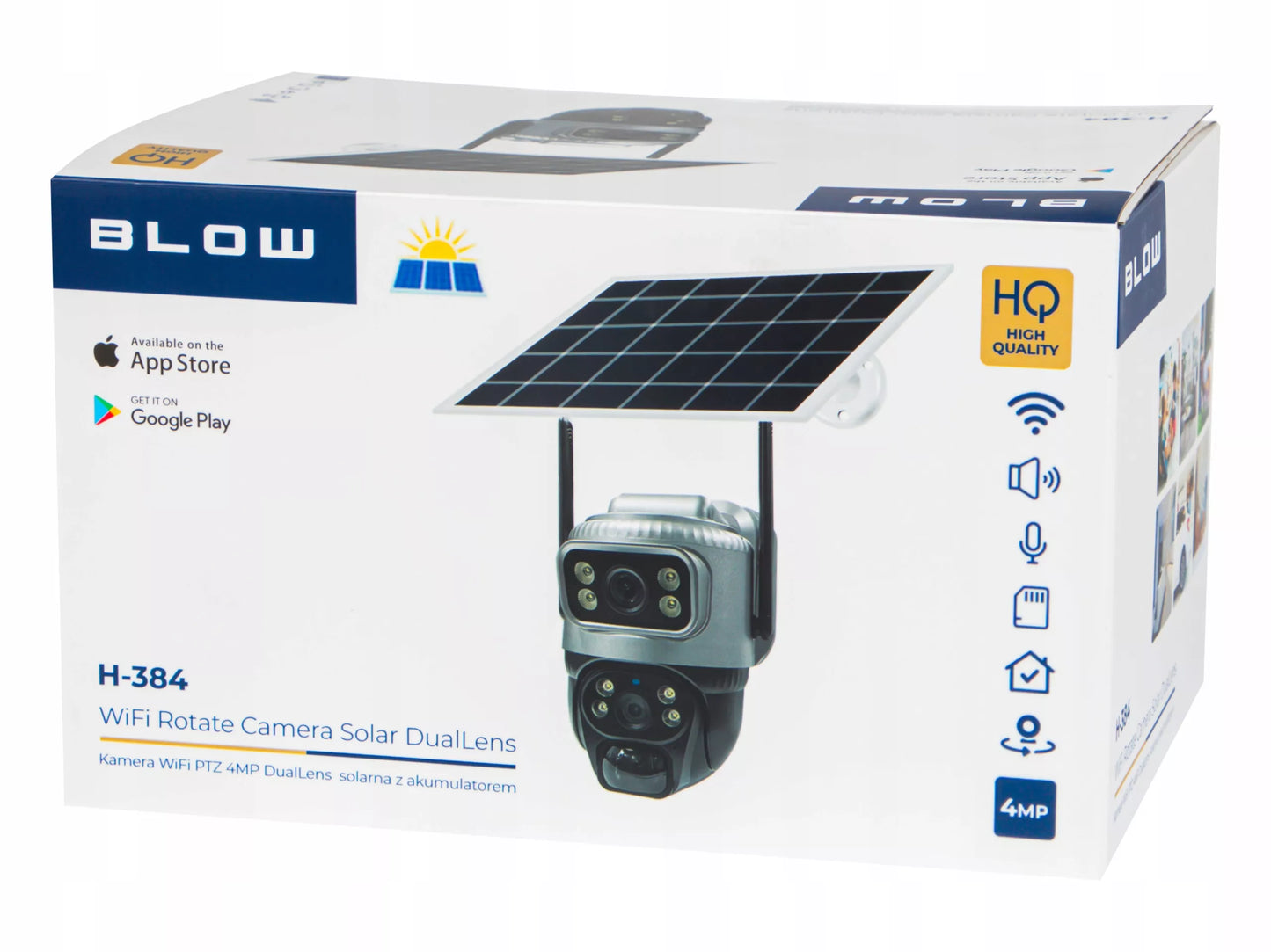 Saulės energija maitinama lauko WiFi IP kamera, 4MP, 2 objektyvai, belaidė, išmanioji, IP66