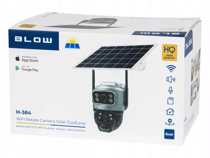 Saulės energija maitinama lauko WiFi IP kamera, 4MP, 2 objektyvai, belaidė, išmanioji, IP66