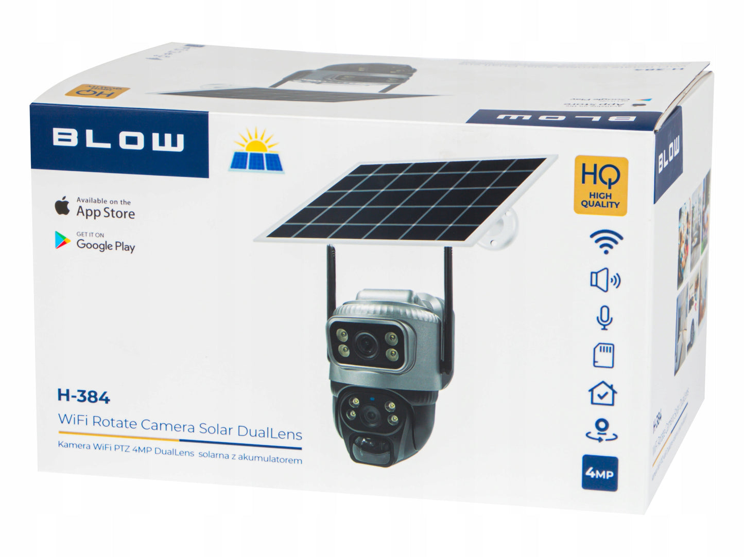 Saulės energija maitinama lauko WiFi IP kamera, 4MP, 2 objektyvai, belaidė, išmanioji, IP66