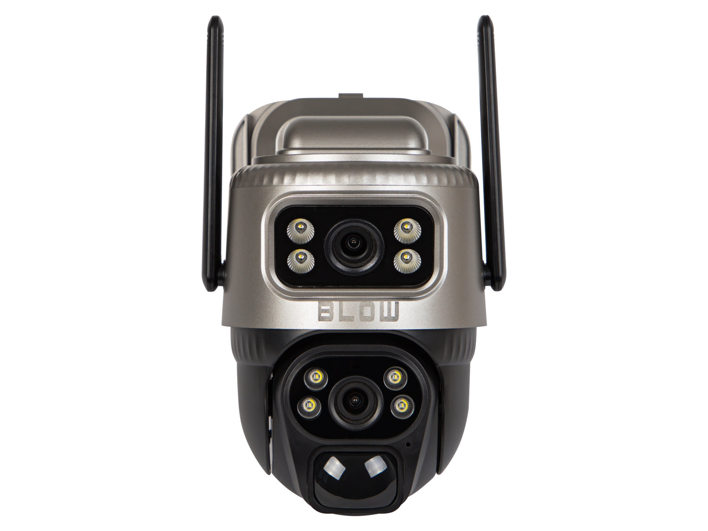 Saulės energija maitinama lauko WiFi IP kamera, 4MP, 2 objektyvai, belaidė, išmanioji, IP66