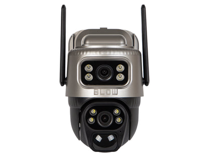 Saulės energija maitinama lauko WiFi IP kamera, 4MP, 2 objektyvai, belaidė, išmanioji, IP66