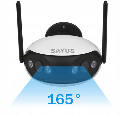 Lauko kamera 4MPx IP Wi-Fi, plačia kampo, panoraminė 165°, dviejų objektyvų