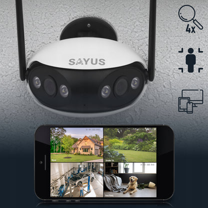 Lauko kamera 4MPx IP Wi-Fi, plačia kampo, panoraminė 165°, dviejų objektyvų