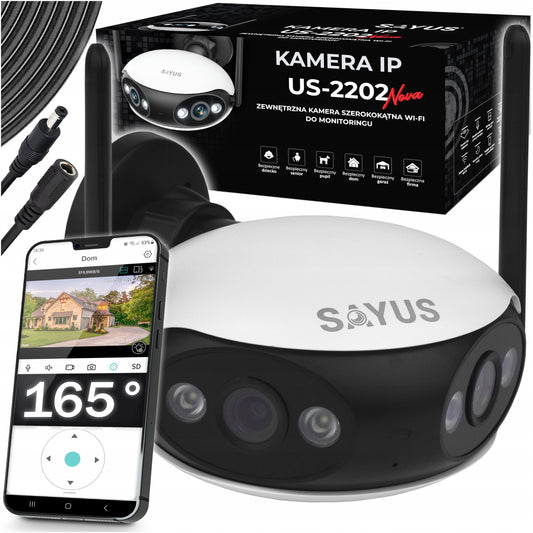 Lauko kamera 4MPx IP Wi-Fi, plačia kampo, panoraminė 165°, dviejų objektyvų