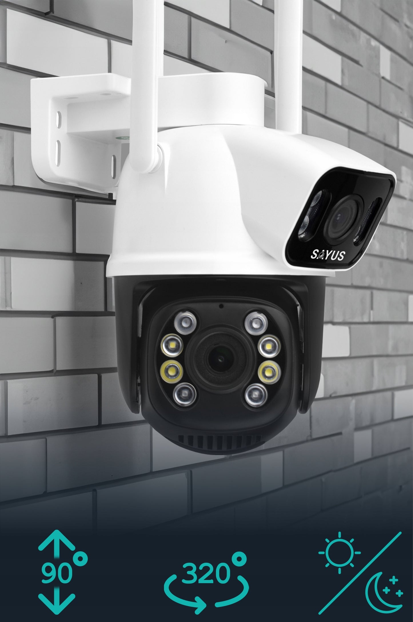 Lauko IP WiFi sukiojama kamera ICSEE su priartinimu, dviem objektyvais, 3MPx Ultra HD