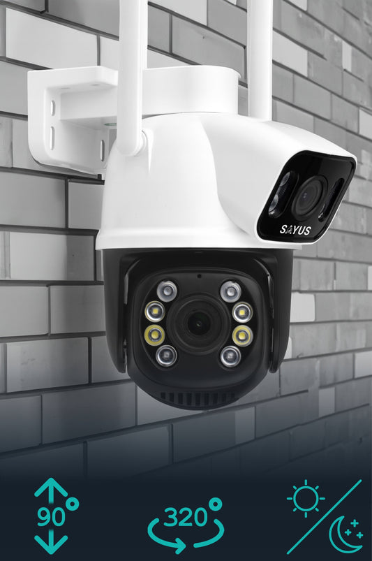 Lauko IP WiFi sukiojama kamera ICSEE su priartinimu, dviem objektyvais, 3MPx Ultra HD