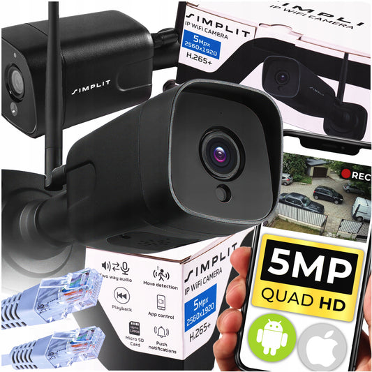 Lauko Wi-Fi kamera, vandeniui atspari, IP namų stebėjimo kamera, 5MP SIMPLIT