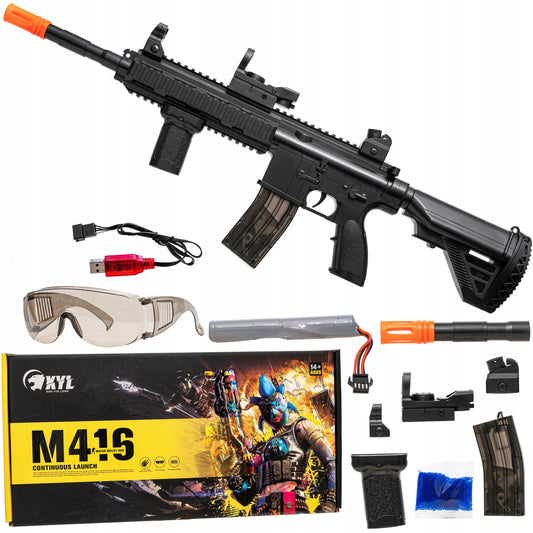 Elektrinis automatinis gelio rutuliukų pistoletas-karabinas, didelis aksesuarų rinkinys