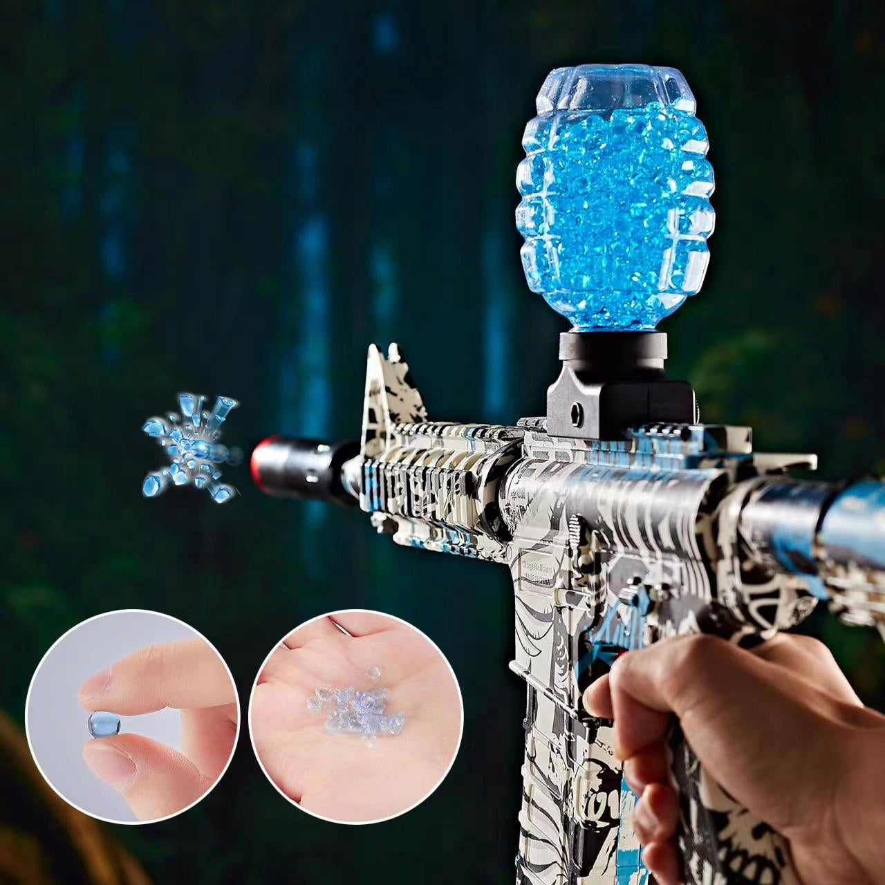 Automatinis pistoletas juodas, skirtas gelio ir vandens rutuliukams