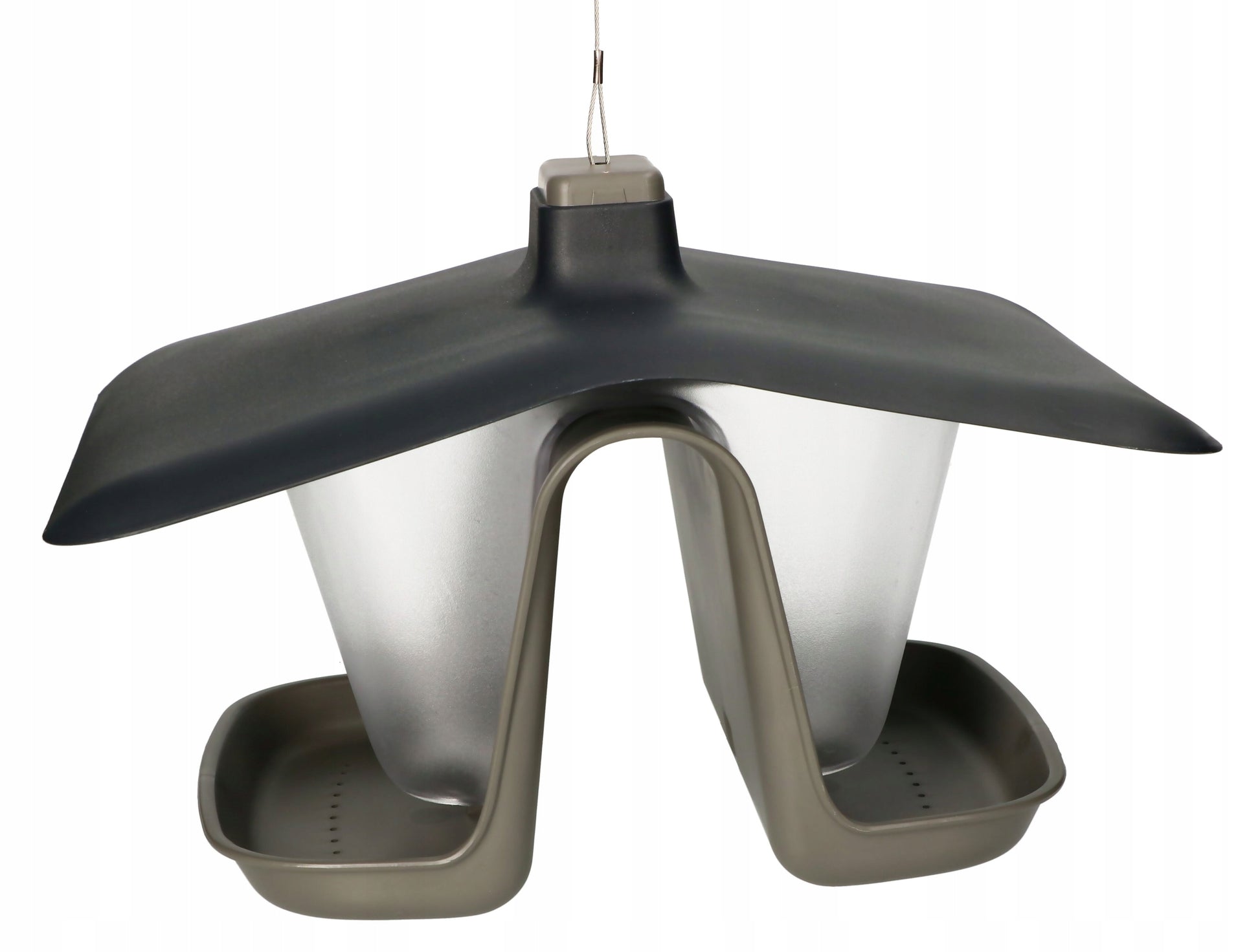 PAUKŠČIŲ LESYKLĖLĖ KABANTIS PLASTIKINIS NAMELIS SKIRTAS GRŪDAMS IR LESALUI SU VIRVELE