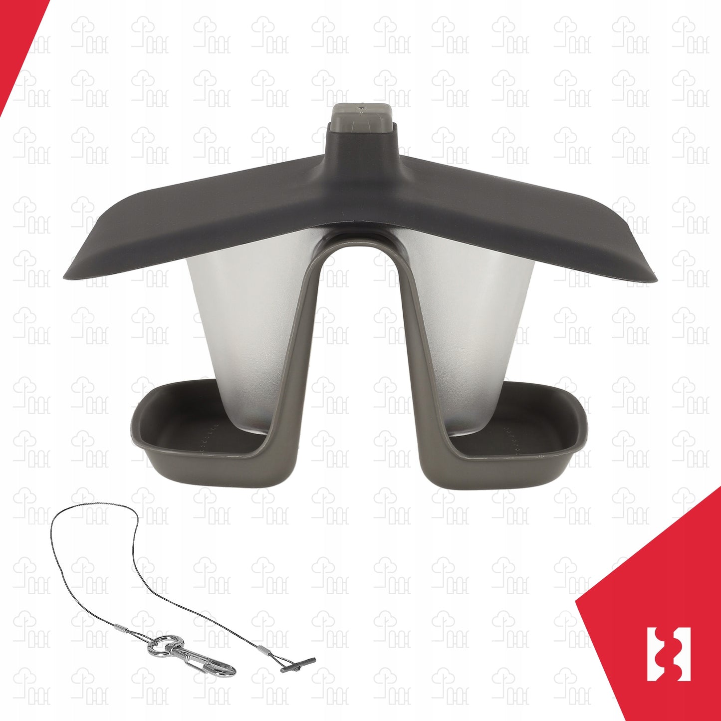 PAUKŠČIŲ LESYKLĖLĖ KABANTIS PLASTIKINIS NAMELIS SKIRTAS GRŪDAMS IR LESALUI SU VIRVELE