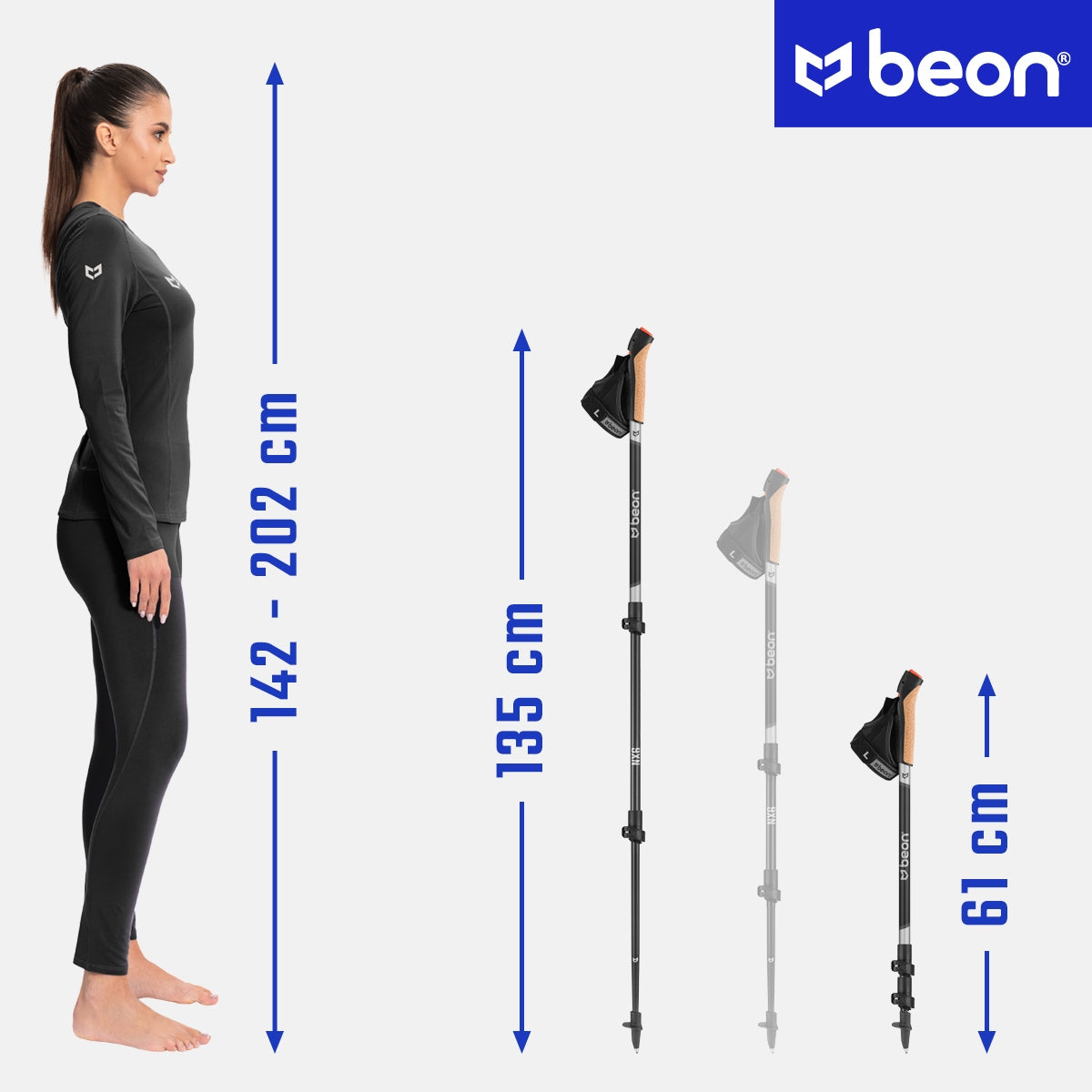 „Nordic Walking” lazdos, sulankstomos vaikščiojimui, anglies pluoštas